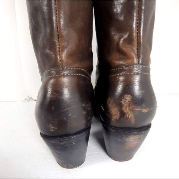 Frye Women's Leslie size 7,5 B Brown Leather Ankle Side Zip Booties Boots - Picture 10 of 15